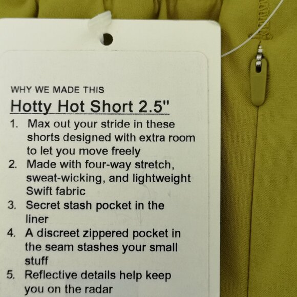 NWT LULULEMON GLDL Mustard Yellow 4 Way Stretch Lightweight Hotty Hot Shorts 10 - Picture 7 of 7